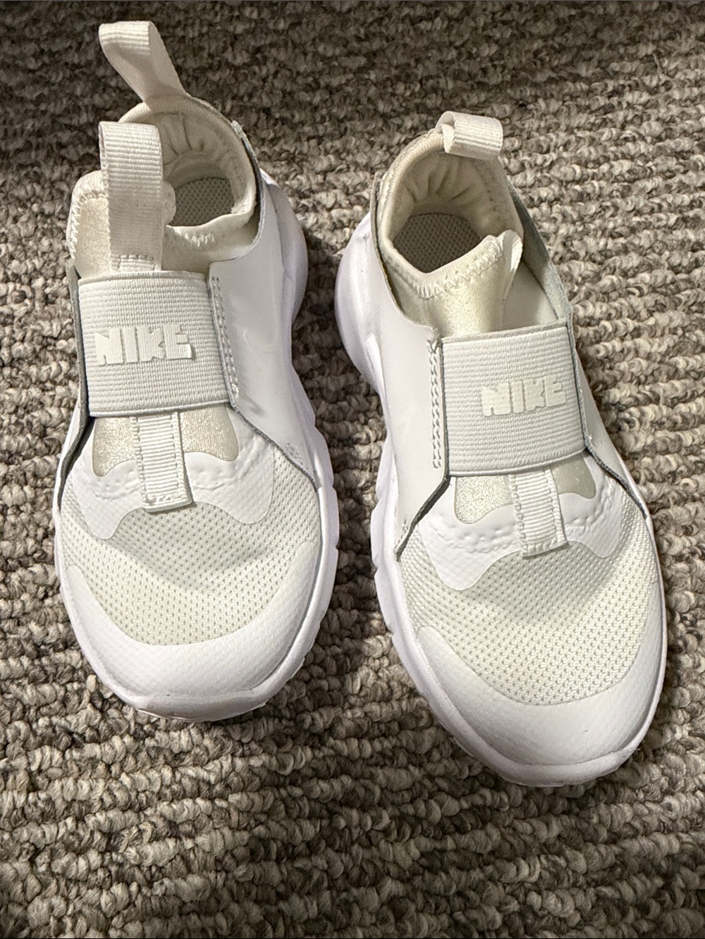 Nike Kids White Slip-On Athletic Sneakers with Elastic Strap